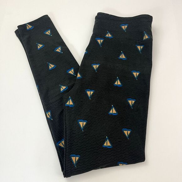 Lularoe OS Leggings BOAT NAUTICAL OCEAN BEACH PRINT One Size - Picture 1 of 4